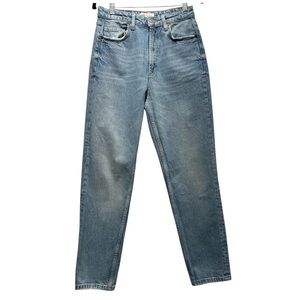 ZARA High-Rise Tapered Mom Jeans – Medium Wash, Sz 4